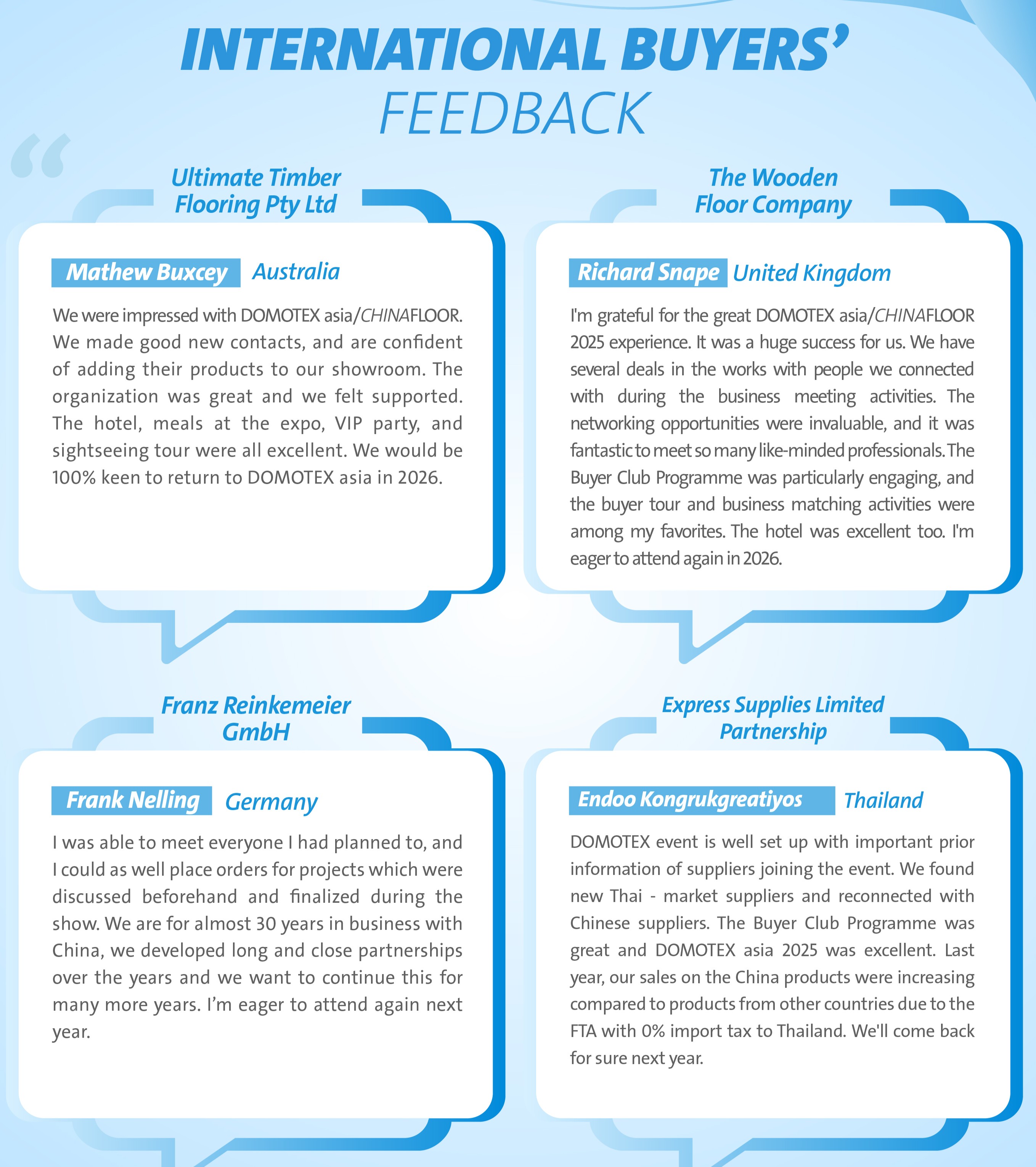 Buyers' feedback